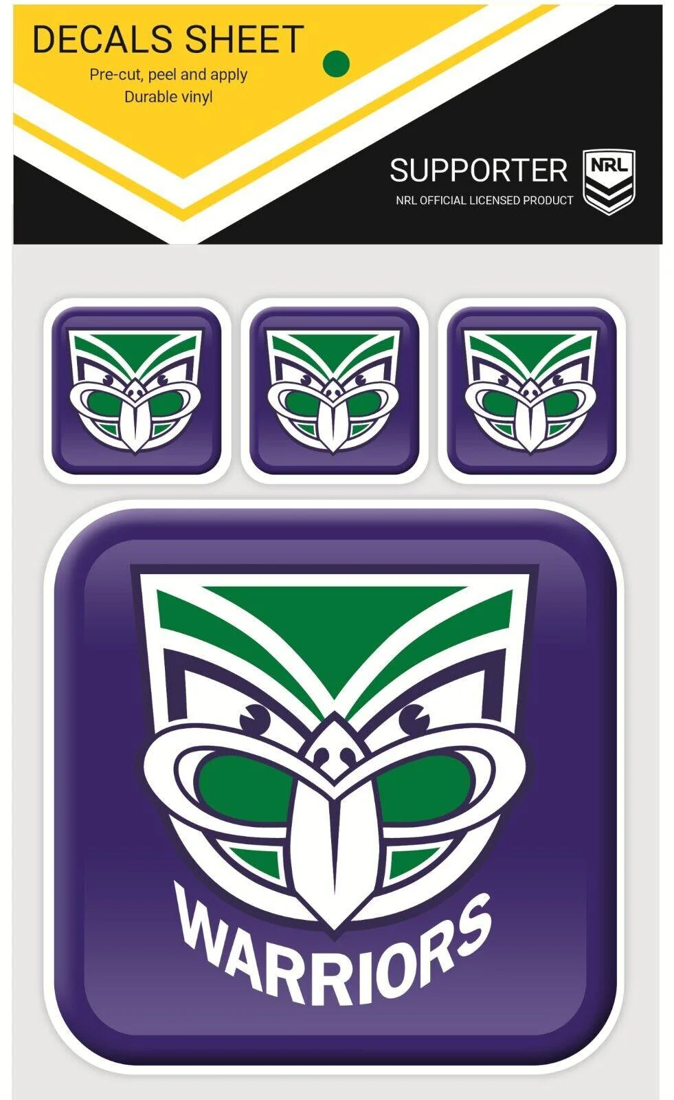 NRL App Stricker Decal Set - New Zealand Warriors - 13x13CM Large 4x4CM Small - Image 2