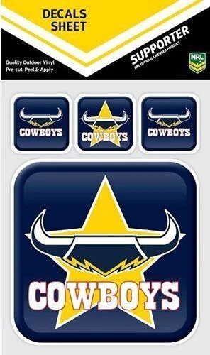 NRL App Stricker Decal Set North Queensland Cowboys - 13x13CM Large 4x4CM Small - Image 2