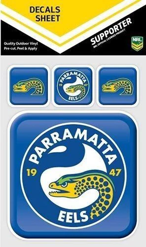 NRL App Stricker Decal Set - Parramatta Eels - 13x13CM Large 4x4CM Small - Image 2