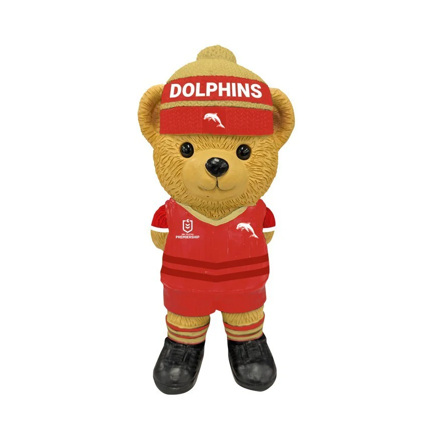 NRL Bear Statue - Dolphins - Polyresin - 22cm