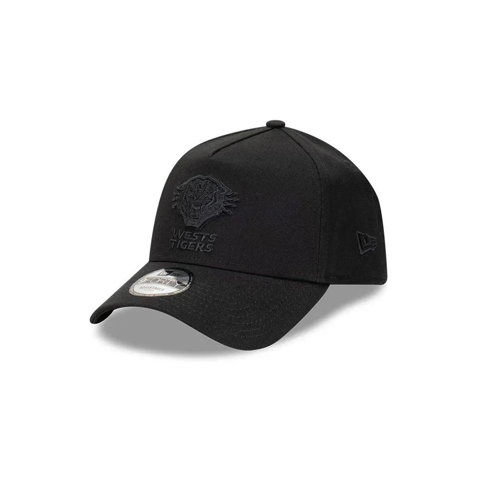 NRL Black on Black Cap - West Tigers - Adult - Unisex - 9FORTY - Hat
