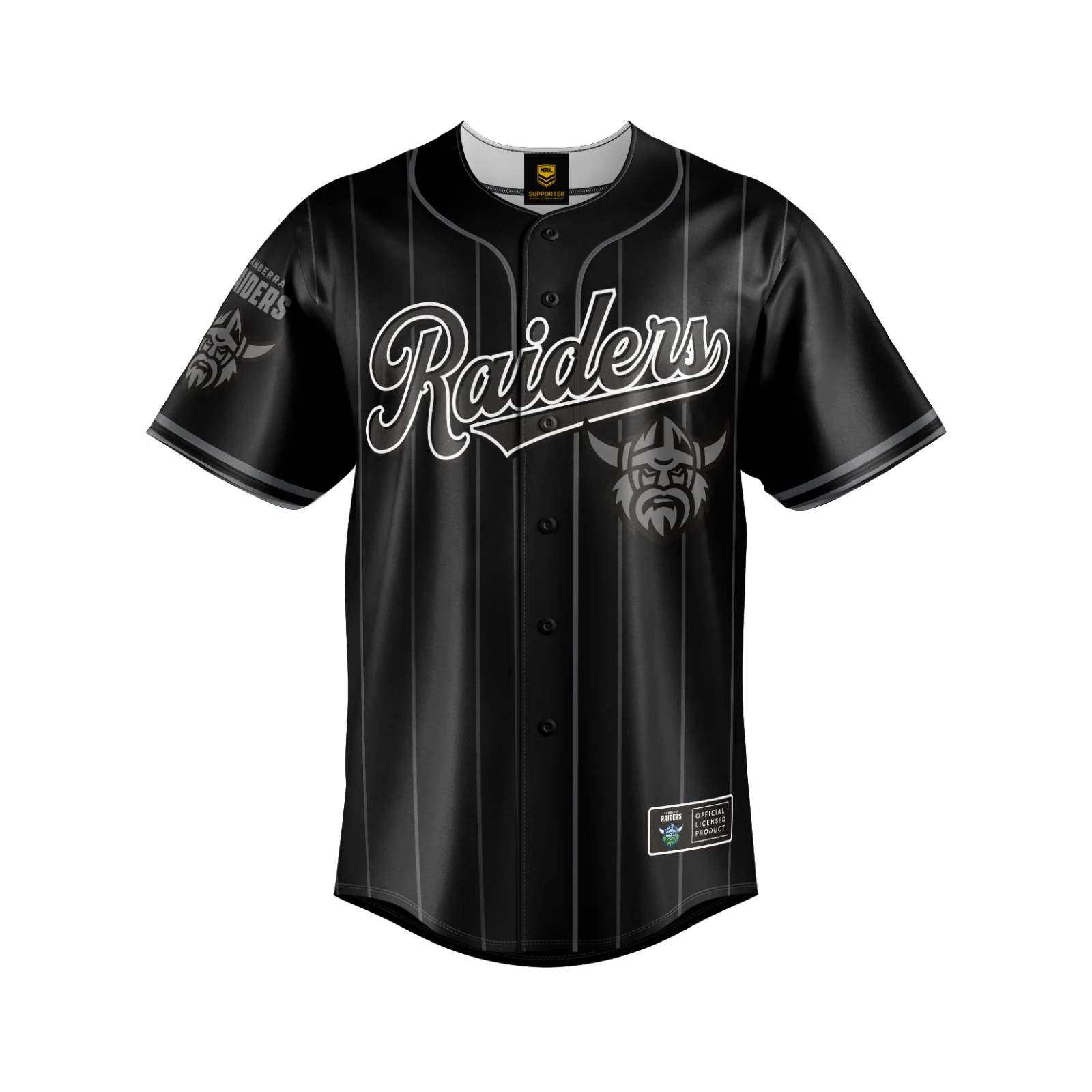 NRL Blackout Baseball Shirt - Canberra Raiders - Adult - Mens - Polo