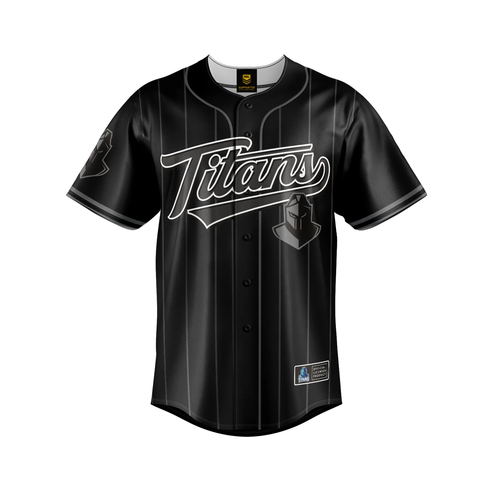 NRL Blackout Baseball Shirt - Gold Coast Titans - Adult - Mens - Polo