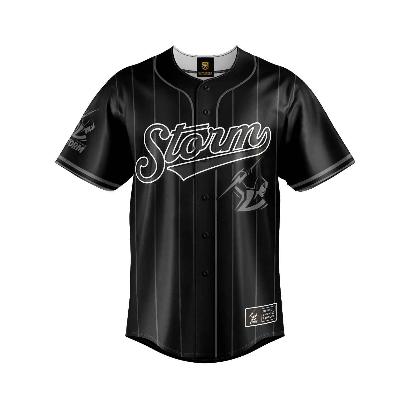 NRL Blackout Baseball Shirt - Melbourne Storm - Adult - Mens - Polo
