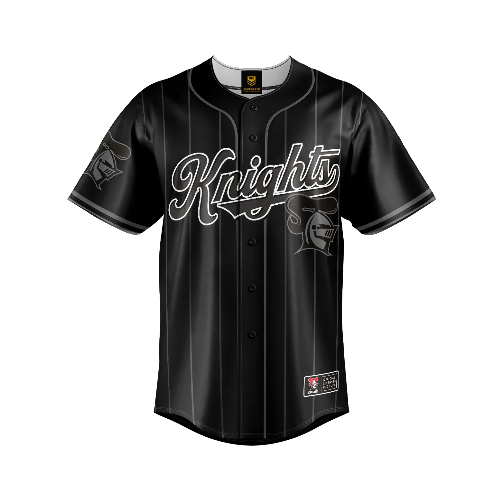 NRL Blackout Baseball Shirt - Newcastle Knights - Adult - Mens - Polo