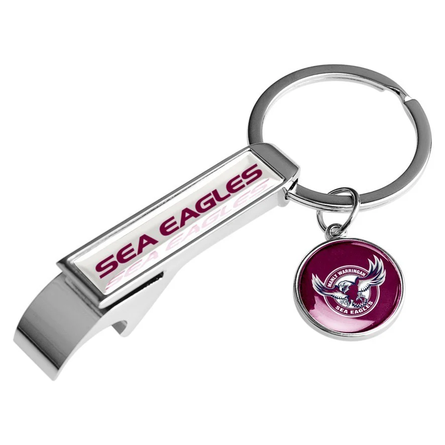 NRL Bottle Opener Key Ring  Manly Sea Eagles  Metal Keyring - Image 2