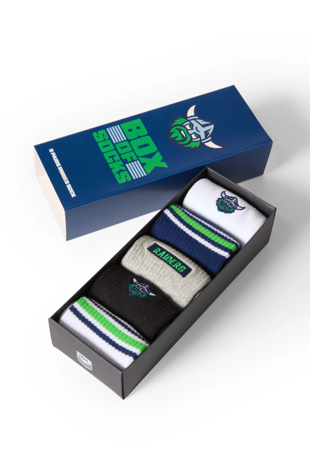 NRL Box Of 5 Socks - Canberra Raiders - One Size Fits Most - Gift Box