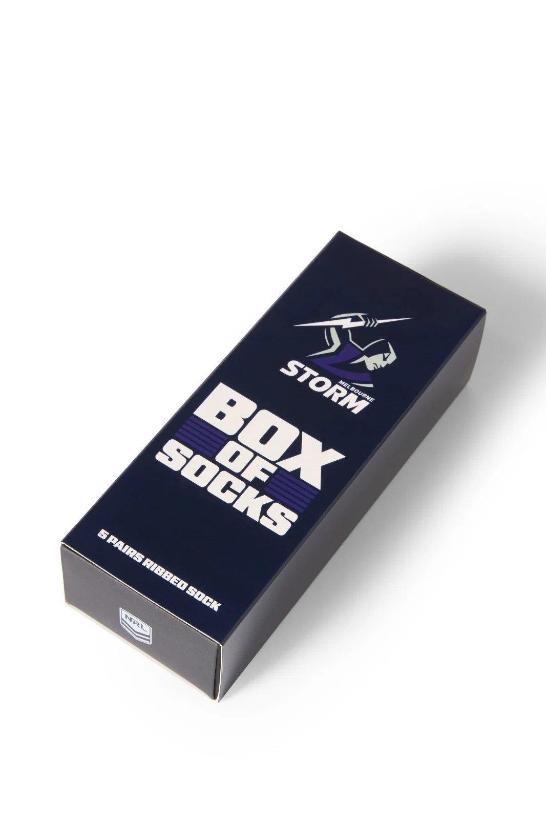 NRL Box Of 5 Socks - Melbourne Storm - One Size Fits Most - Gift Box - Image 2