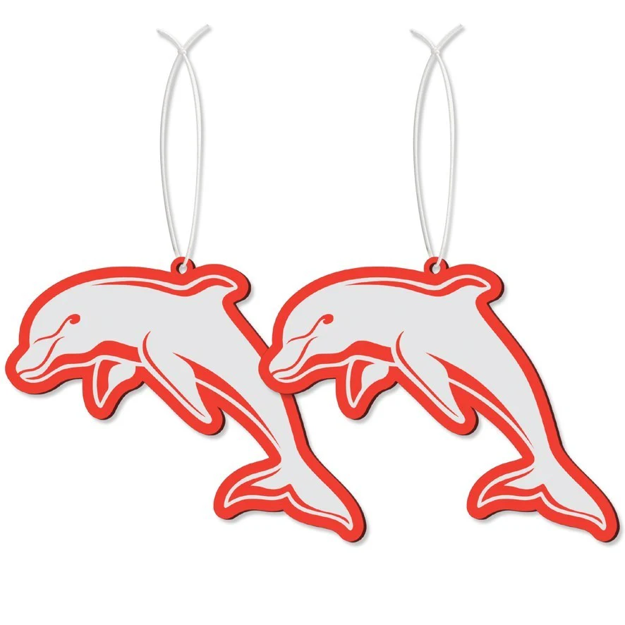 NRL Car Air Freshener 2 Pack - Dolphins - Scented - Set of Two