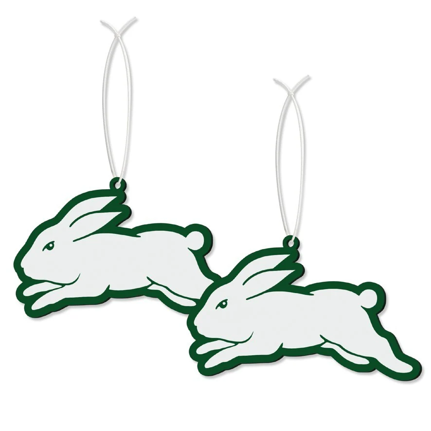 NRL Car Air Freshener 2 Pack - South Sydney Rabbitohs - Scented - Set of Two