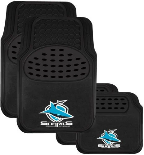 NRL Car Floor Mats - Cronulla Sharks - Set Of 4 - Universal Size Fit -
