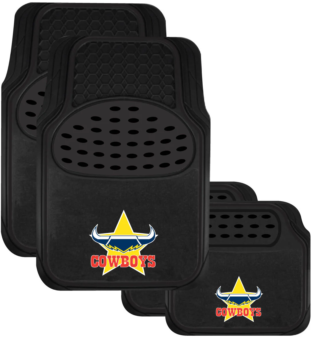NRL Car Floor Mats - North Queensland Cowboys - Set Of 4 - Universal Size Fit