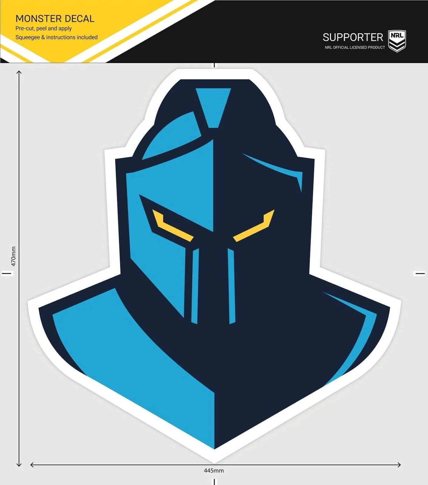 NRL Car Monster Decal - Gold Coast Titans - Sticker - Team Logo - 470mm - Image 3