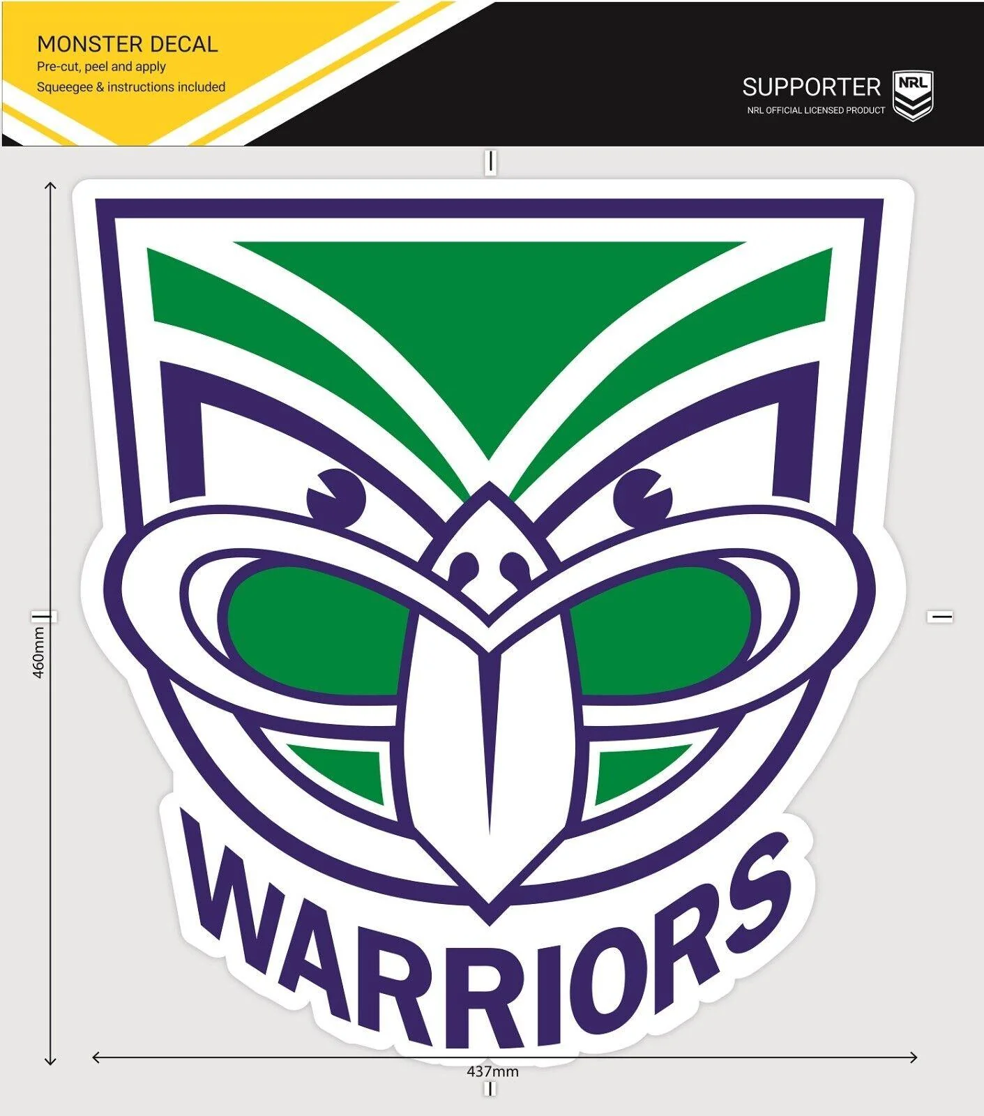 NRL Car Monster Decal - New Zealand Warriors - Sticker - Team Logo - 470mm - Image 2