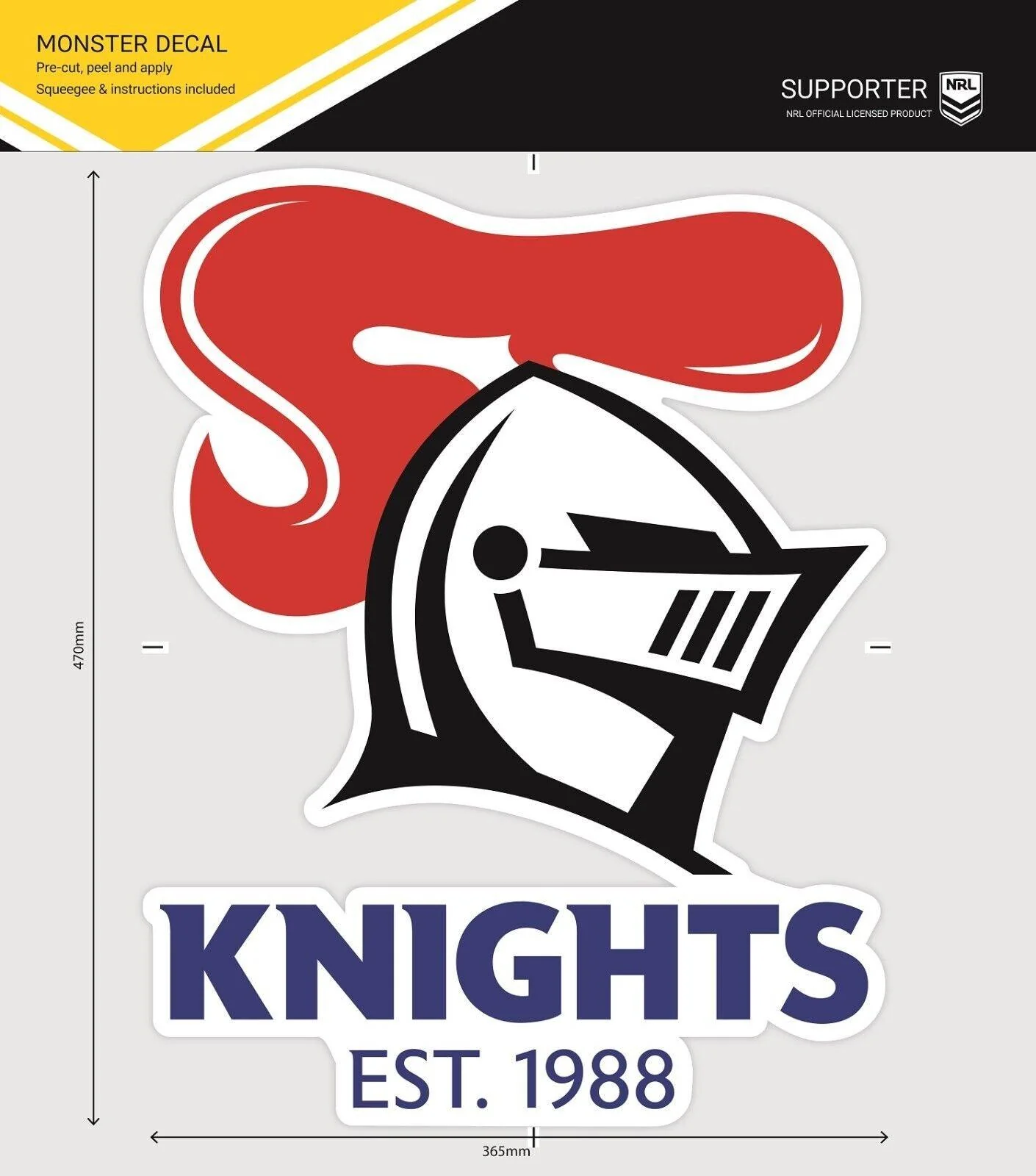 NRL Car Monster Decal - Newcastle Knights - Sticker - Team Logo - 470mm - Image 3