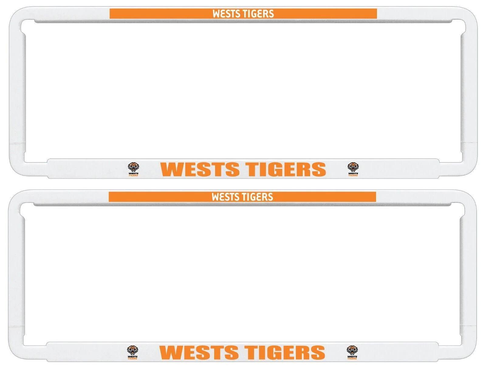 NRL Car Number Plate Frame - Set Of Two - West Tigers - Front/Back