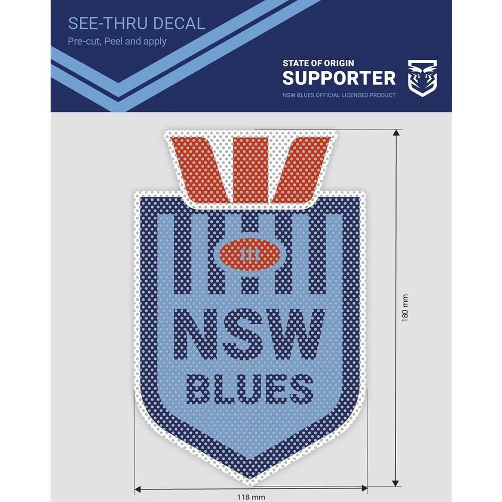 NRL Car See Thru Decal Sticker - New South Wales Blues - NSW - Image 2