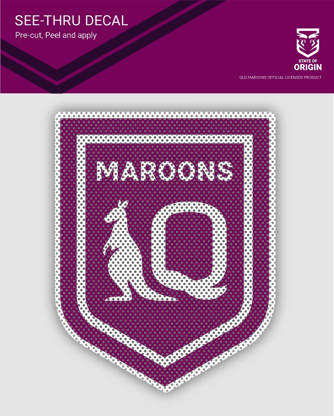 NRL Car See Thru Decal Sticker - Queensland Maroons - QLD - Size 14-18cm