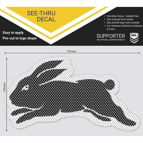 NRL Car UV Decal Sticker - South Sydney Rabbitohs - See Thru