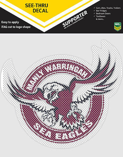 NRL Car UV Rated Decal Sticker - Manly Sea Eagles - Size 14-18cm - See Thru - Image 2