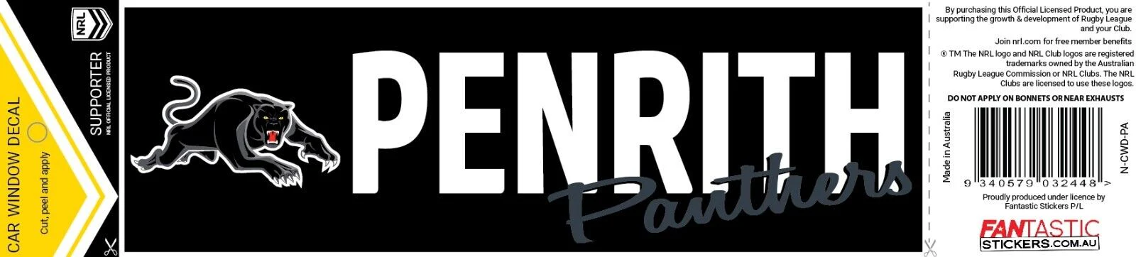 NRL Car Window Decal - Penrith Panthers - Sticker 280mm - Image 2
