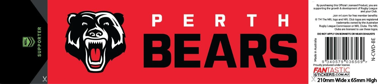 NRL Car Window Decal  Perth Bears  Sticker 280mm - Image 2