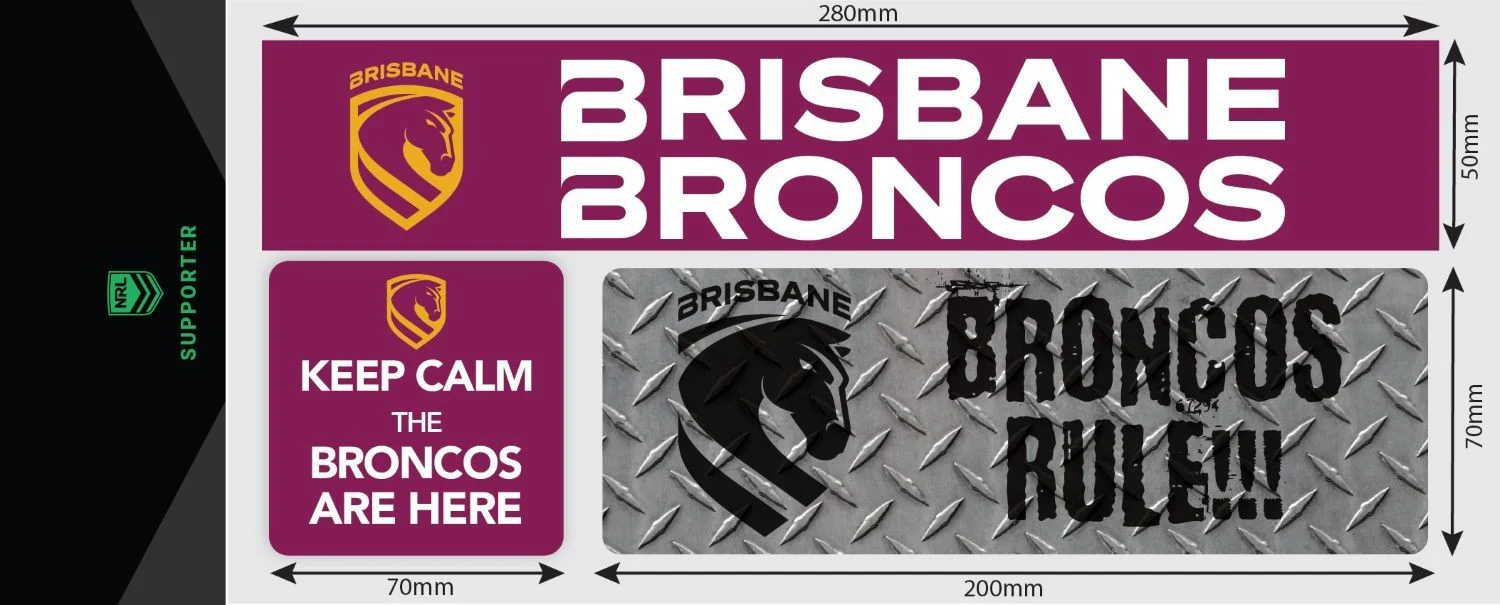NRL Car Window Decal Set - 3 Stickers - Brisbane Broncos - 280mm - Image 2