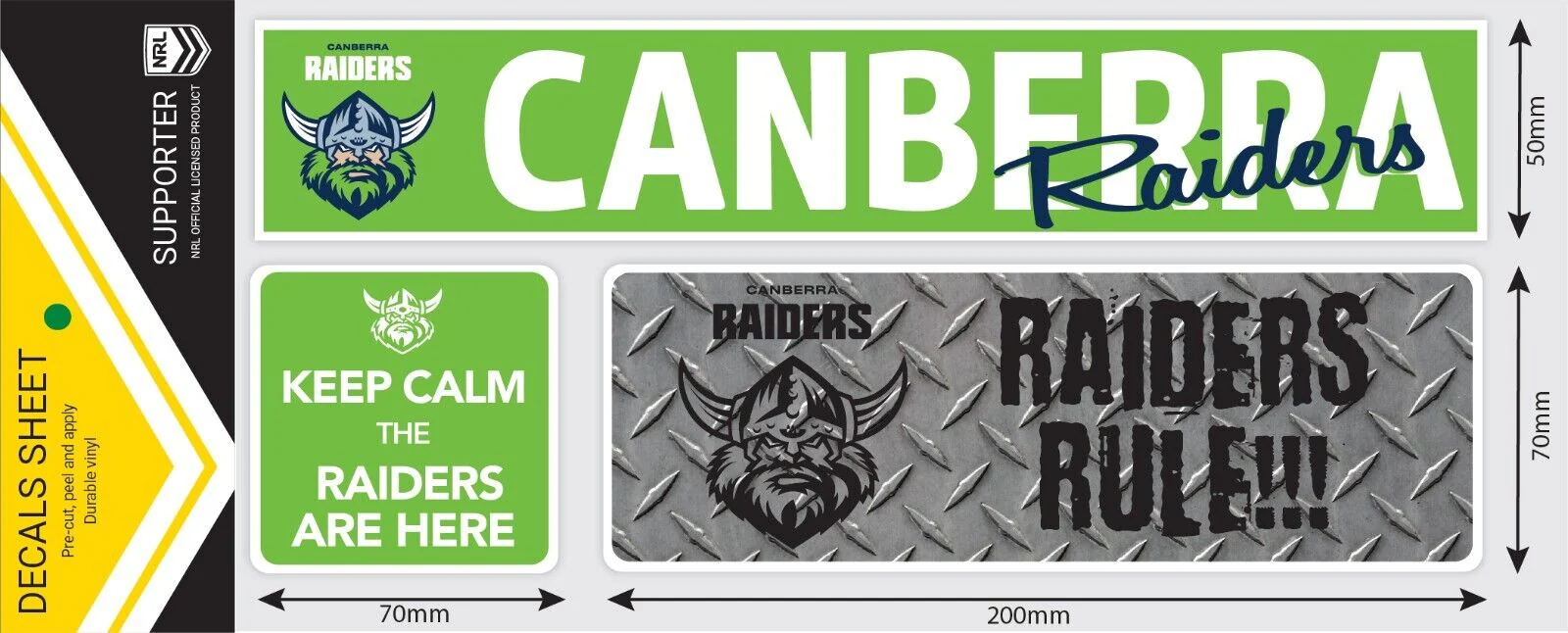 NRL Car Window Decal Set - 3 Stickers - Canberra Raiders - 280mm - Image 2