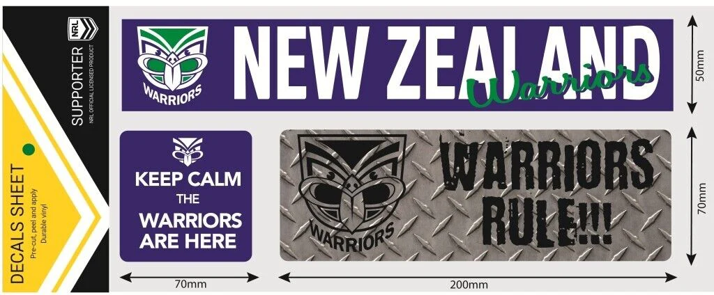 NRL Car Window Decal Set - 3 Stickers - New Zealand Warriors - 280mm - Image 2