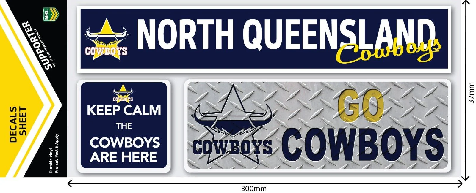 NRL Car Window Decal Set - 3 Stickers - North Queensland Cowboys - 280mm - Image 2