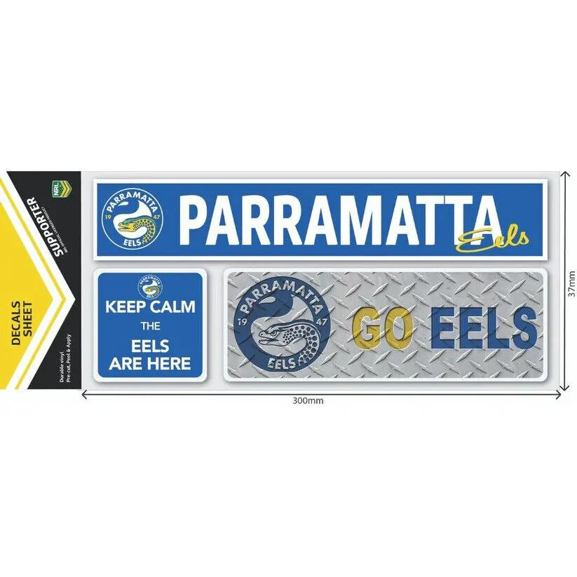 NRL Car Window Decal Set - 3 Stickers - Paramatta Eels - 280mm - Image 2
