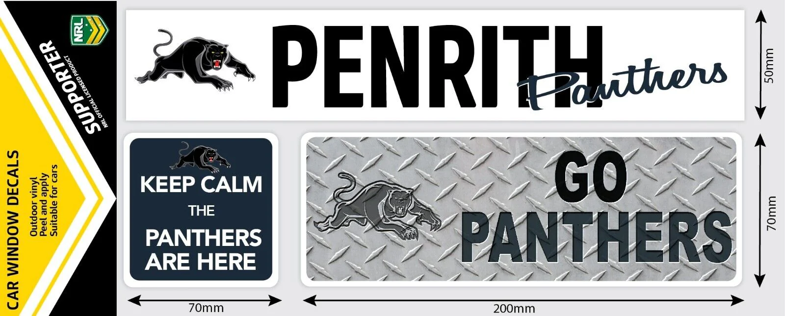NRL Car Window Decal Set - 3 Stickers - Penrith Panthers - 280mm - Image 2