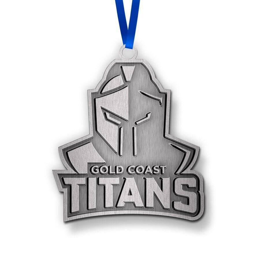 NRL Christmas Metal Ornament - Gold Coast Titans - Approx. 70 x 50mm
