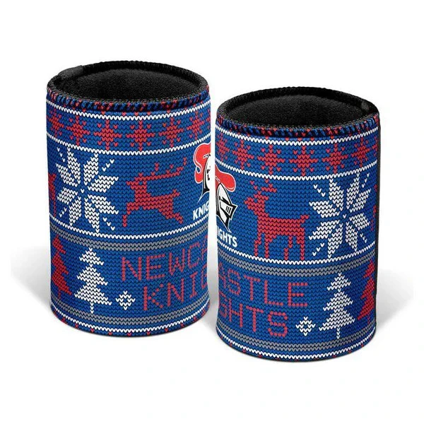 NRL Christmas Stubby Cooler - Newcastle Knights - Rubber Base - XMAS - Image 2