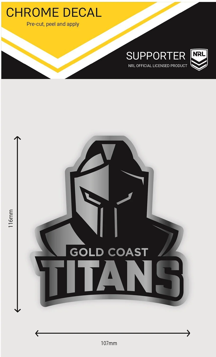 NRL Chrome Decal - Gold Coast Titans - Car Sticker 12x12cm - Image 2
