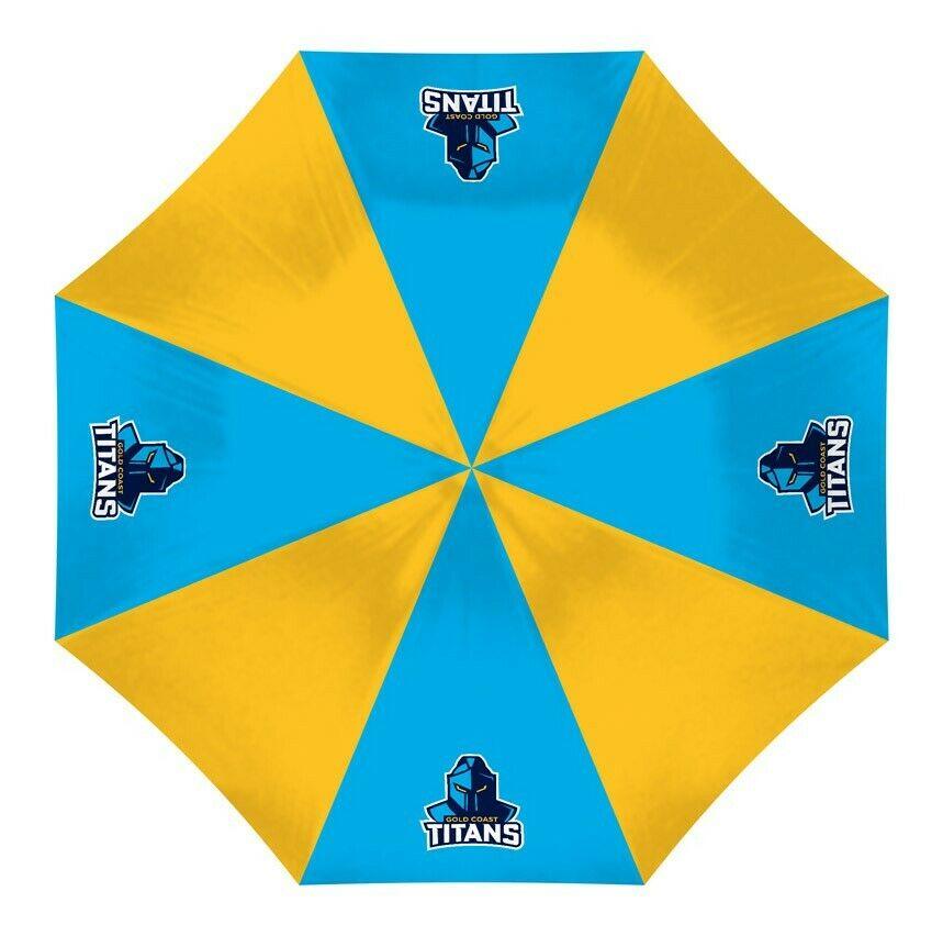 NRL Compact Umbrella - Gold Coast Titans - Rain - Glovebox - 60cm Length W17cm - Image 2