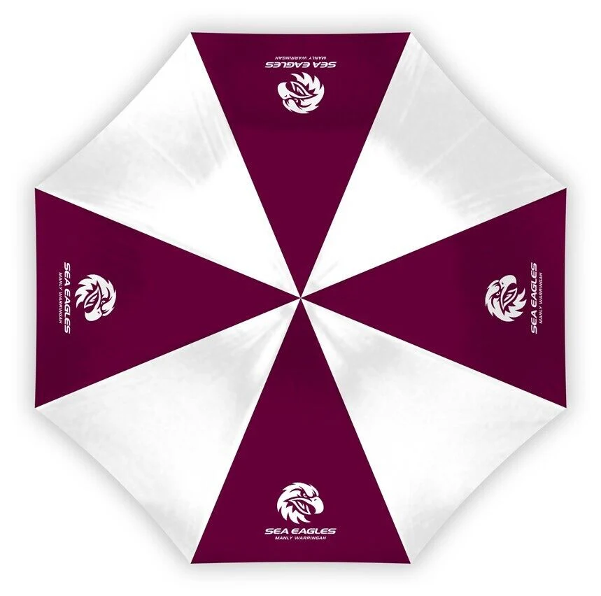 NRL Compact Umbrella - Manly Sea Eagles - Rain - Glovebox - 60cm Length W17cm - Image 2