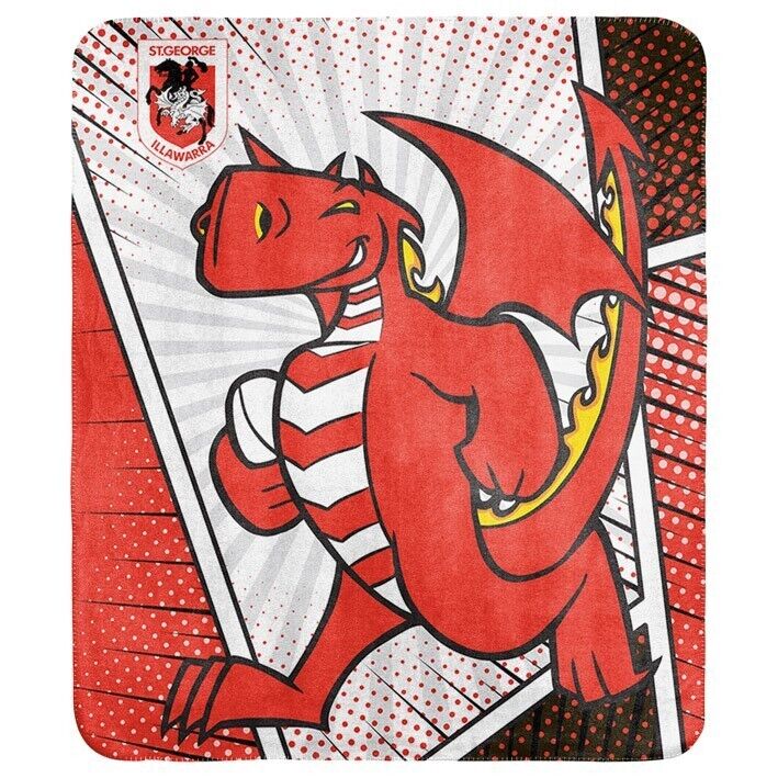 NRL Coral Mascot Blanket - St George Illawarra Dragon - 150x130cm - Rugby League - Image 2