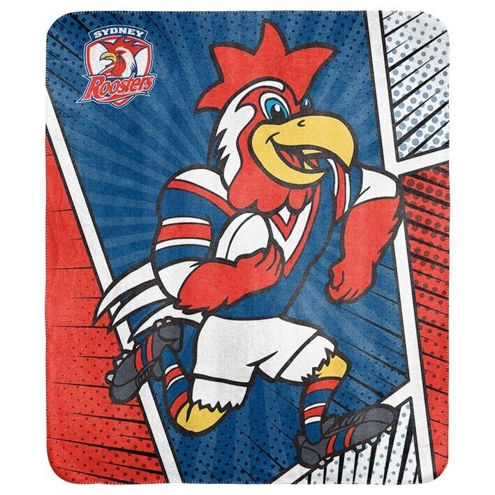 NRL Coral Mascot Blanket - Sydney Roosters - 150x130cm - Rugby League - Image 2
