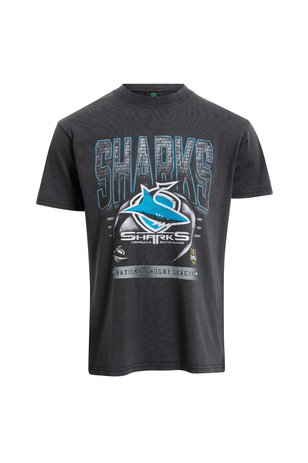 NRL Cronulla Sharks - Washed Vintage Tee - Cotton T-Shirt - Adult
