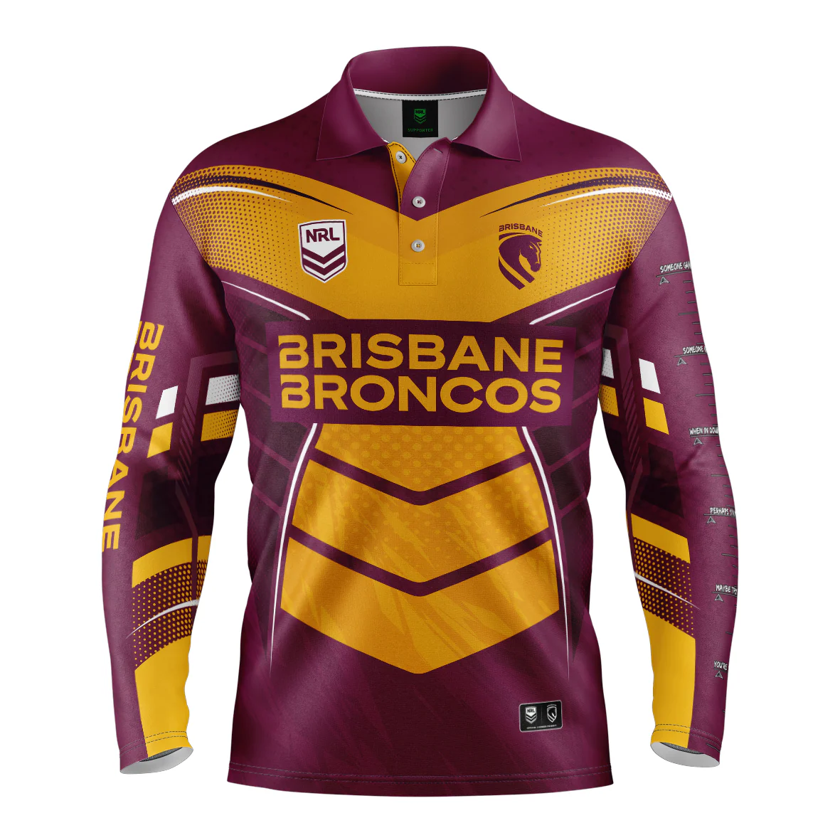 NRL 'Cyber' Fishing Shirt - Brisbane Broncos - Youth - Kids - Polo