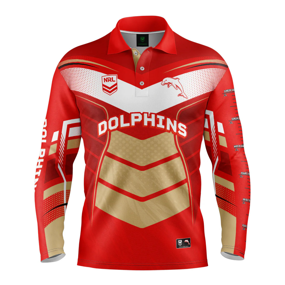 NRL 'Cyber' Fishing Shirt - Dolphins - Adult - Mens - Polo