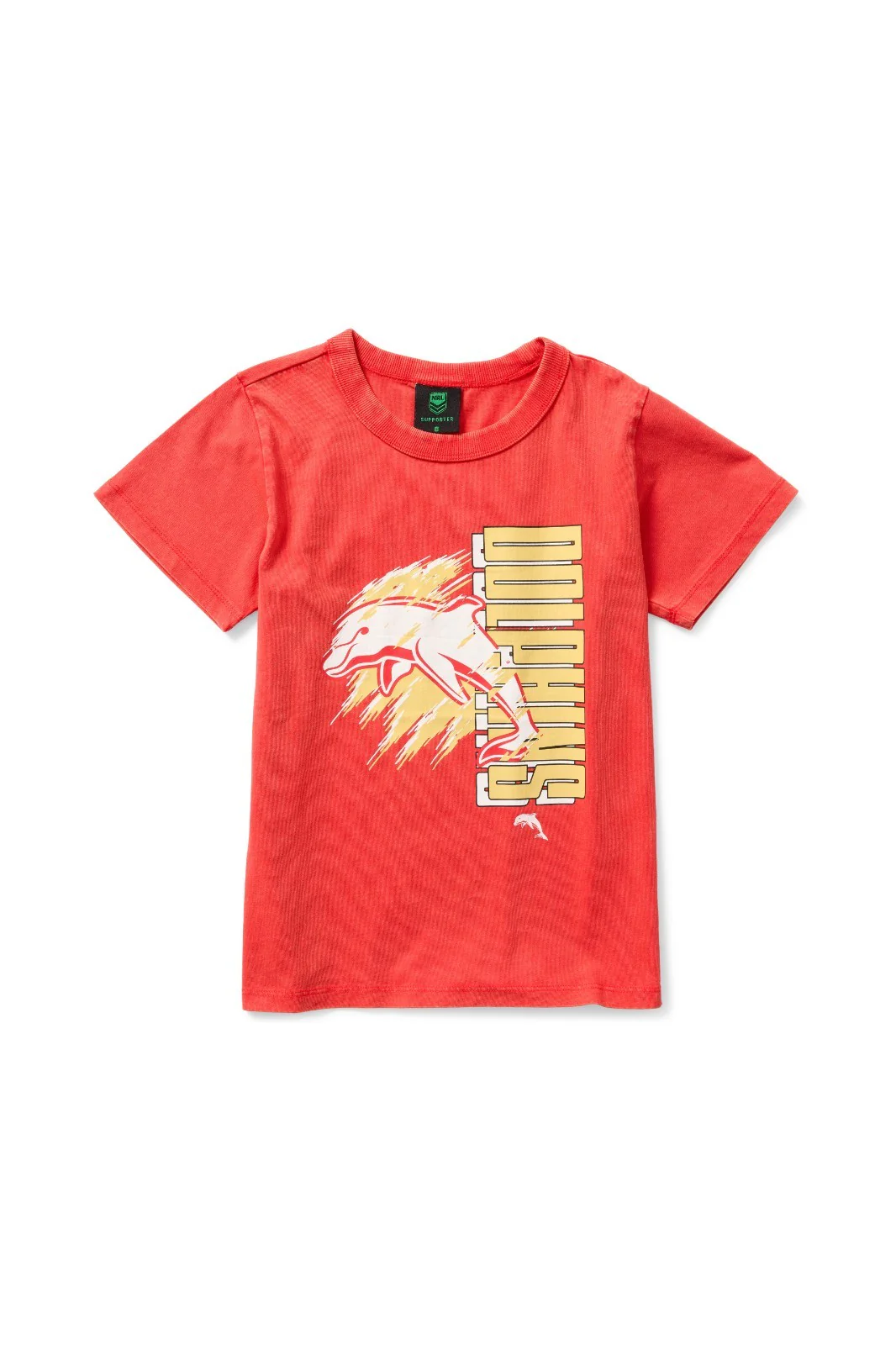 NRL Dolphins - Washed Shred Tee Shirt - Youth Kids - Cotton T-Shirt
