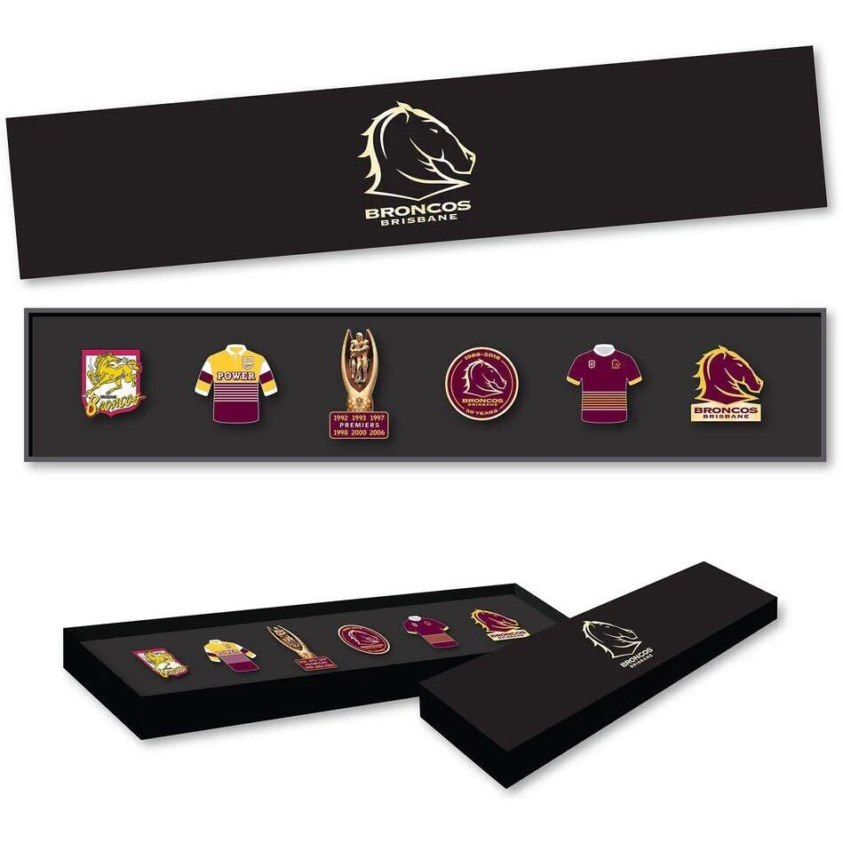 NRL Evolution Pin Set - History Logos - Brisbane Broncos