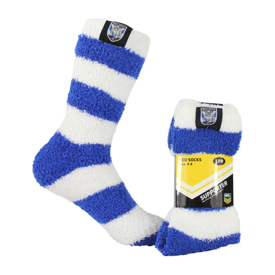 NRL Fluffy Bed Socks - Canterbury Bulldogs - One Pair - Sock