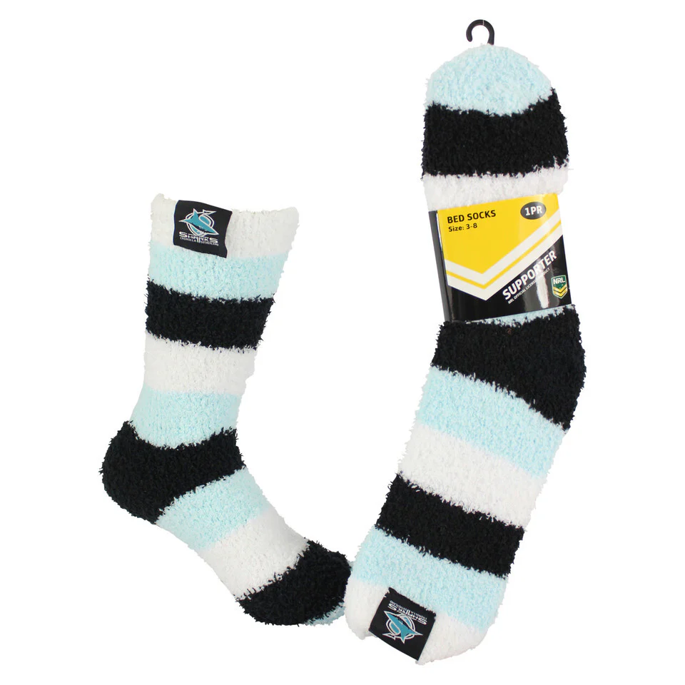 NRL Fluffy Bed Socks - Cronulla Sharks  - One Pair - Sock