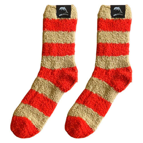 NRL Fluffy Bed Socks - Dolphins - One Pair - Image 2