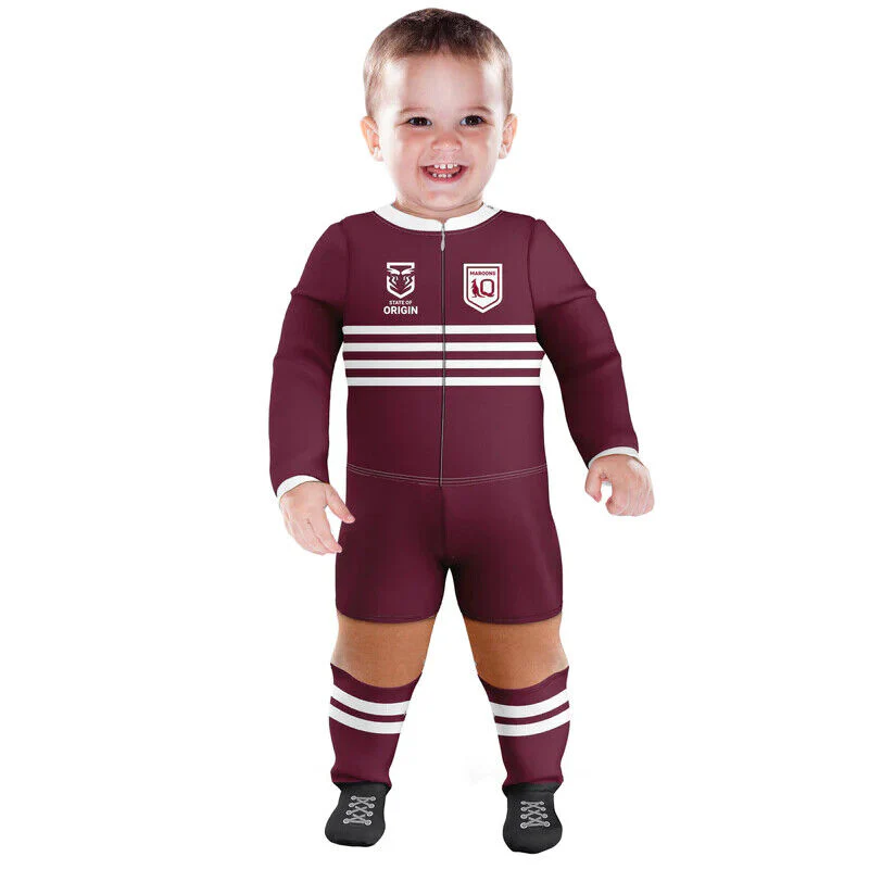 NRL Footy Suit Body Suit - QLD - Queensland Maroons - Baby Toddler Infant - Image 2