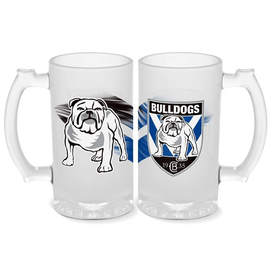 NRL Frosted Stein Glass - Canterbury Bulldogs - 500ml - Drink Cup Mug