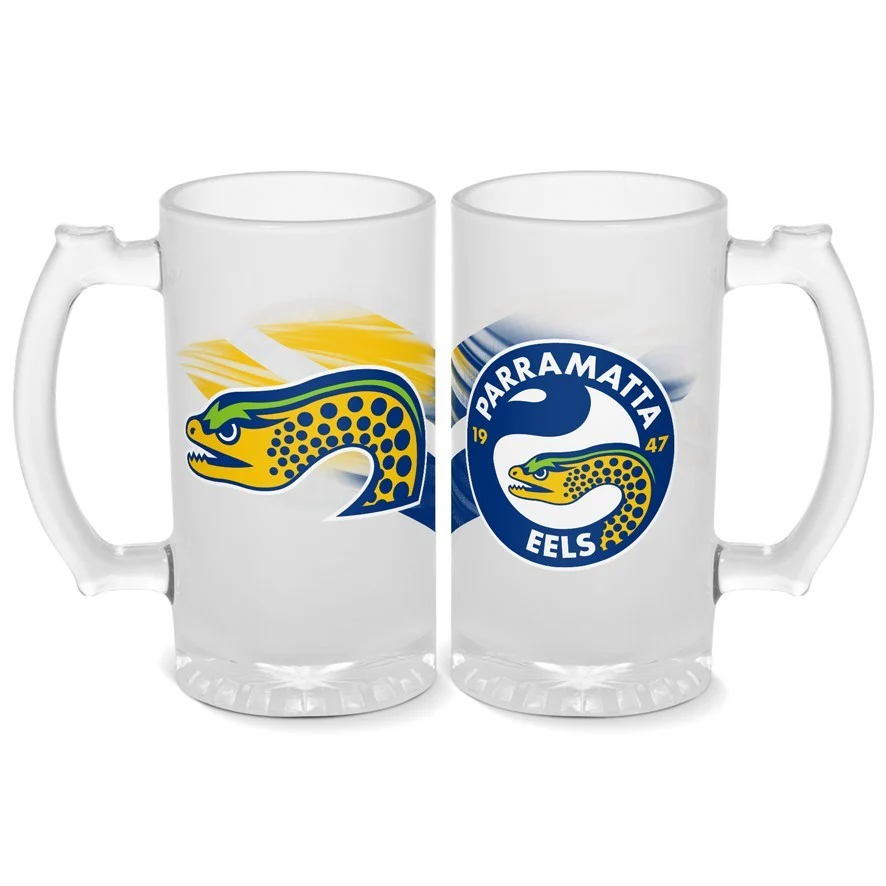 NRL Frosted Stein Glass - Parramatta Eels - 500ml - Drink Cup Mug - Image 2